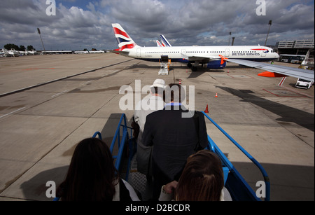 Paris, France, passengers get off from an aircraft Stock Photo