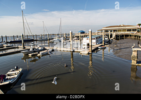 Waterfront and marina in the historic district of Fernandina Beach, Florida Stock Photo