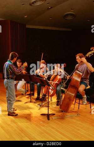 Colorado, Gunnison, Western State College. String Quartet Practicing. Stock Photo