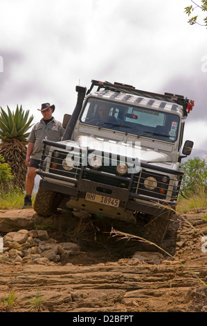 Landrover on a rough bush track in South Africa Stock Photo