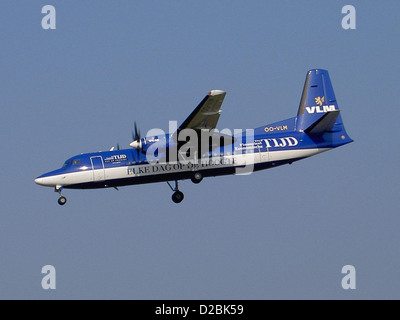 Fokker 50 VLM Airlines OO-VLM landing at Zaventem Stock Photo