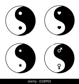 Set of ying yang symbols Stock Photo