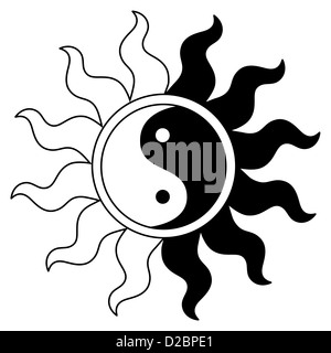 Ying yang symbol in sun Stock Photo