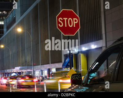 Stop Sign, Sixth and a Half Avenue and 54th Street, NYC Stock Photo