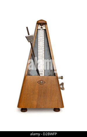 Antique Soviet-made musical metronome isolated on white background Stock Photo