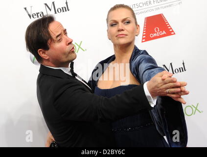 German actor Jan Josef Liefers (L) and his wife Anna Loos  arrive to the  40th German Film Ball in Munich, Germany, 19 January 2013. Photo: Tobias Hase Stock Photo