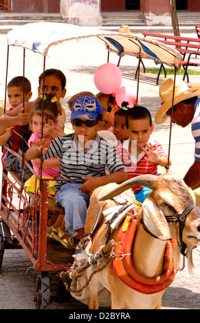 Local Children Celebrating With Goat Carriage Ride In Town Square In ...