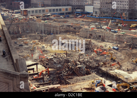 New York City. Post 9/11/01 World Trade Center Remains, Ground Zero. Recovery Effort. Stock Photo