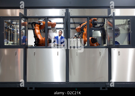 Dortmund, Germany, carat robotic innovation, technicians set up a robot Stock Photo