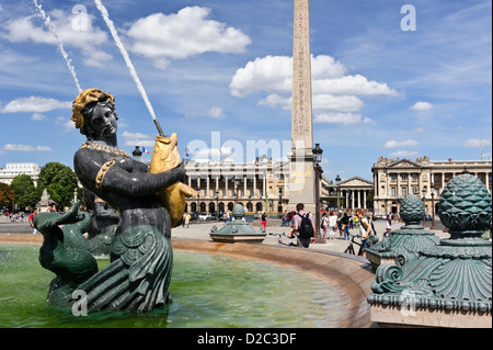 Fountain of River Commerce and Navigation, Place de la Concorde, Paris, France. Stock Photo
