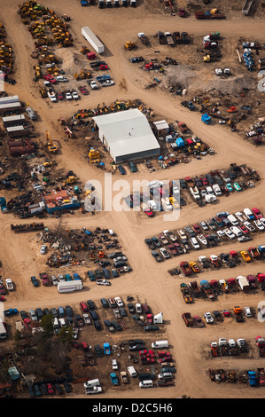 Aerial view of junk yard in Lake County, Michigan, USA Stock Photo