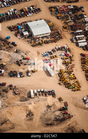 Aerial view of junk yard in Lake County, Michigan, USA Stock Photo