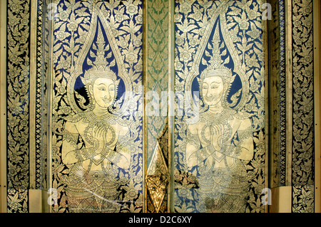 Decorative Door Panels With Traditional Thai Art At Wat Phra