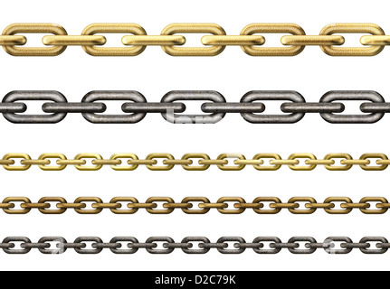 metal chains collection isolated on white Stock Photo