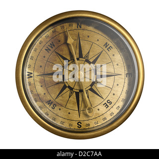 antique nautical compass isolated on white Stock Photo