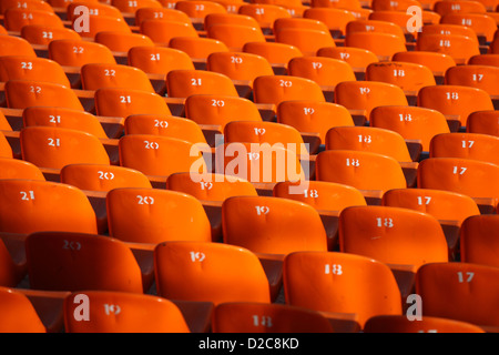 Minsk, Belarus, seating in the Dinamo Stadium Minsk Stock Photo