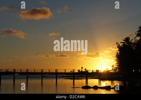 Sunrise over tropical island Stock Photo