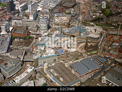 aerial view of the Bullring Shopping Centre in Birmingham during extensive redevelopment in 2002 Stock Photo