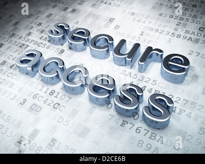 Security concept: silver secure access on digital background, 3d render Stock Photo