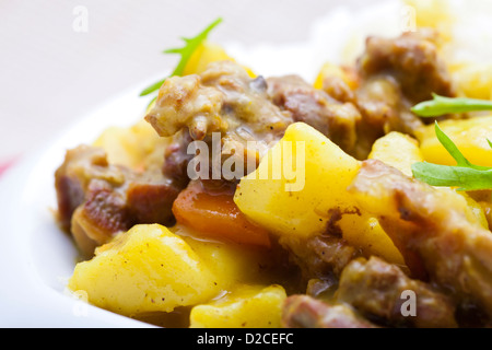 Curry beef and vegetable is a kind of braised spice food with or carrot and potato. Stock Photo