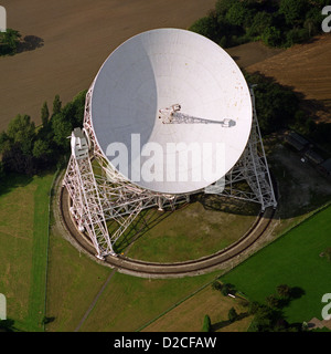 aerial view of Jodrell Bank radio telescope, Cheshire, UK Stock Photo