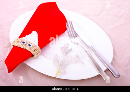 Handmade Funny Christmas napkin holder Stock Photo