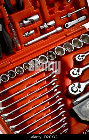 Lots of tools arranged in a tollbox Stock Photo