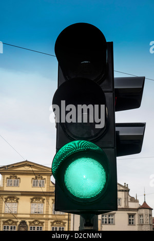 Green color on the traffic light in Prague