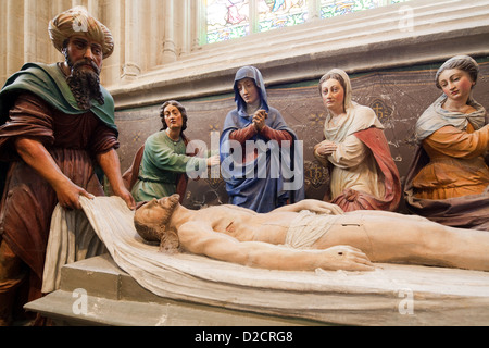 Quimper, France, the grave of laying Froc-Robert in the Cathedrale Saint Corentin Stock Photo