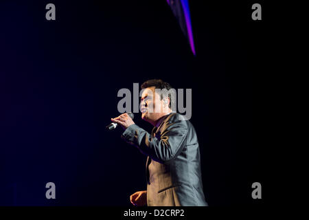 Donny Osmond live in concert at the O2 Arena, London at the start of his UK Tour with his sister, Marie, not shown here. Stock Photo