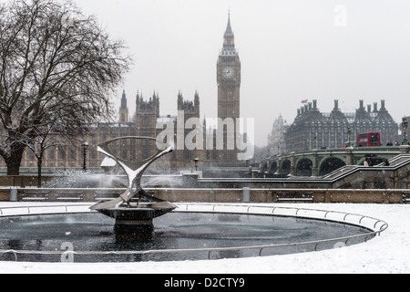 Big Ben in the snow London England Great Britain UK Stock Photo