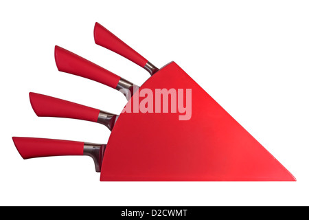 Red knife block isolated on white background Stock Photo