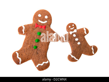 Two gingerbread men isolated on white background Stock Photo