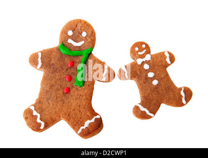 Two gingerbread men isolated on white background Stock Photo