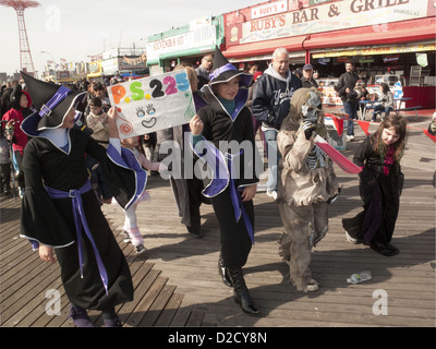 1st annual Coney Island Halloween Children's Parade on the boardwalk at Coney Island in Brooklyn, 2010. Stock Photo