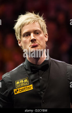 20.01.2013 London, England. Australian top seed Neil Robertson in action during the Betfair Masters snooker final between Mark Selby and Neil Robertson from Alexandra Palace Stock Photo