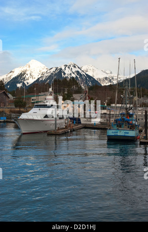 Fishing boats in Crescent Harbor, Sitka, Alaska, USA Stock Photo