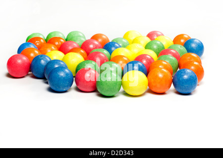Colorful candy gum balls on white Stock Photo