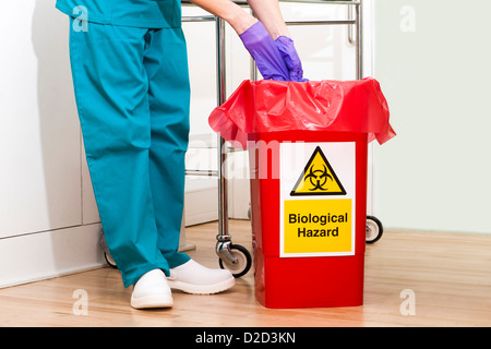 MODEL RELEASED Clinical waste disposal Stock Photo
