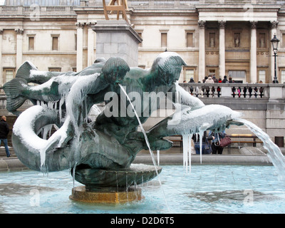 Ornamental fountain statue in Trafalgar Square London England UK Stock Photo