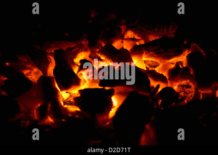 Close-up of glowing embers Stock Photo
