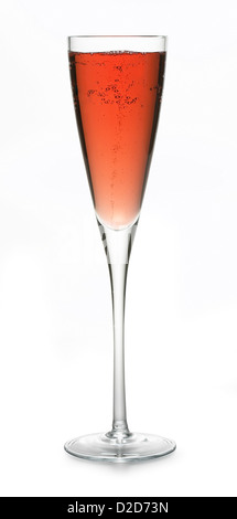 Glass of pink champagne cut out white background Stock Photo