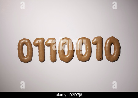 Zeros and ones in Russian bread cookies Stock Photo