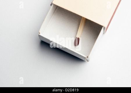 Single match in matchbox Stock Photo