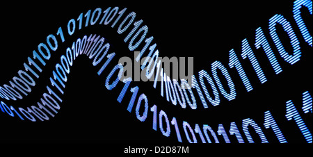 A wave pattern of binary code Stock Photo