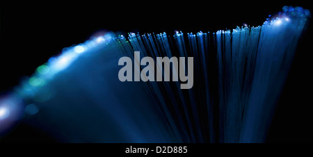 Abstract close-up of top section of a fiber optic lamp Stock Photo