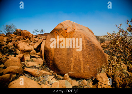 Aboriginal etching on a rock, Broome, Western Australia, Australia Stock Photo