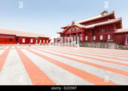 Naha, Japan - April 1, 2012: The main hall of Shuri-jo, a reconstructed Ryukyu Palace in Naha, Okinawa Island. Stock Photo