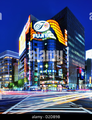 Crosswalk in Ginza, Tokyo, Japan. Stock Photo