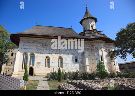 The monastery of Probota, near Dolhasca, Bucovina, Romania. The church of the holy St. Nicolae - an UNESCO World heritage. Stock Photo